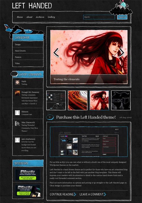 left handed wordpress theme