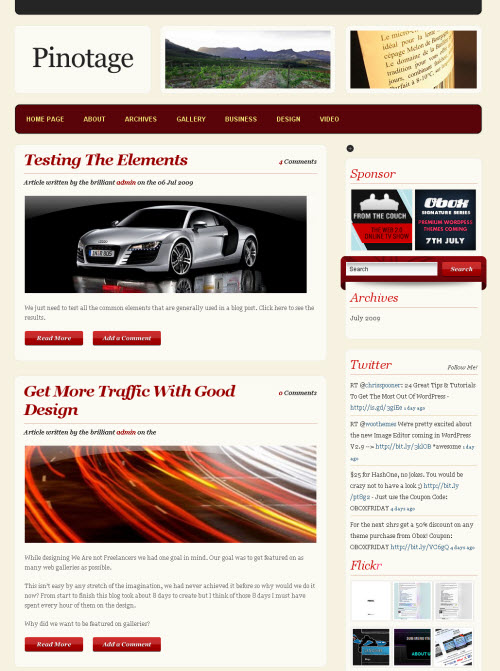 pinotage wordpress theme