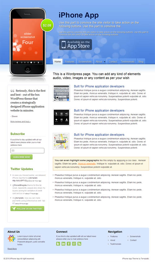 iphone-app-theme iPhone App Premium WordPress Theme