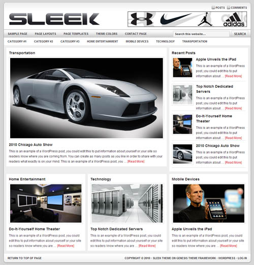 sleek wordpress theme