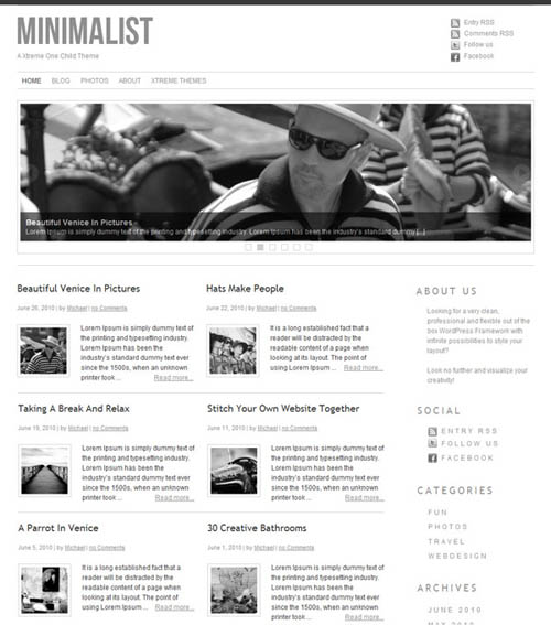 xtreme minimalist child theme