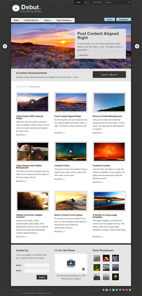 Debut Multimedia WordPress Theme