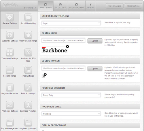 backbone-options backbone options