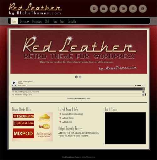 red-leather-wordpress-theme Retro WordPress Theme