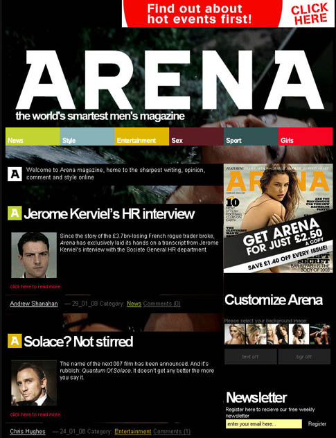 Premium WordPress Website – Arena Magazine