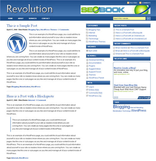 Revolution Blog WordPress Theme