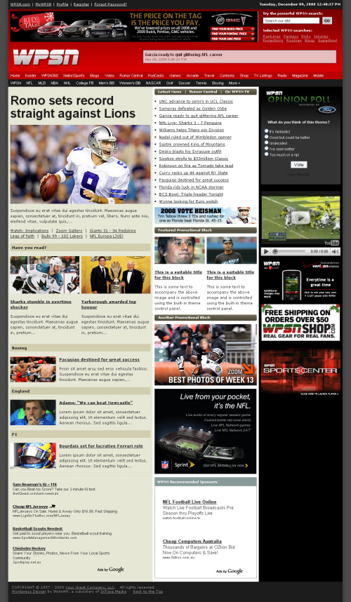 wordpress sport themes