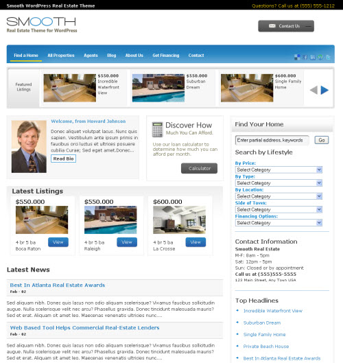 smooth real estate wordpress theme
