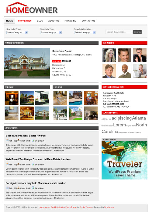 Homeowner Real Estate WordPress Theme