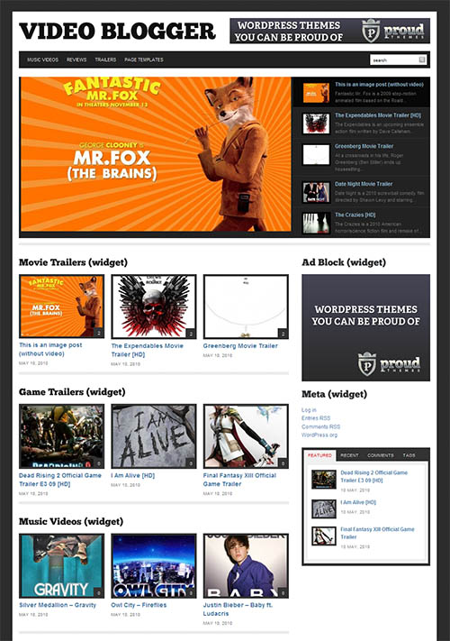 video blogger theme