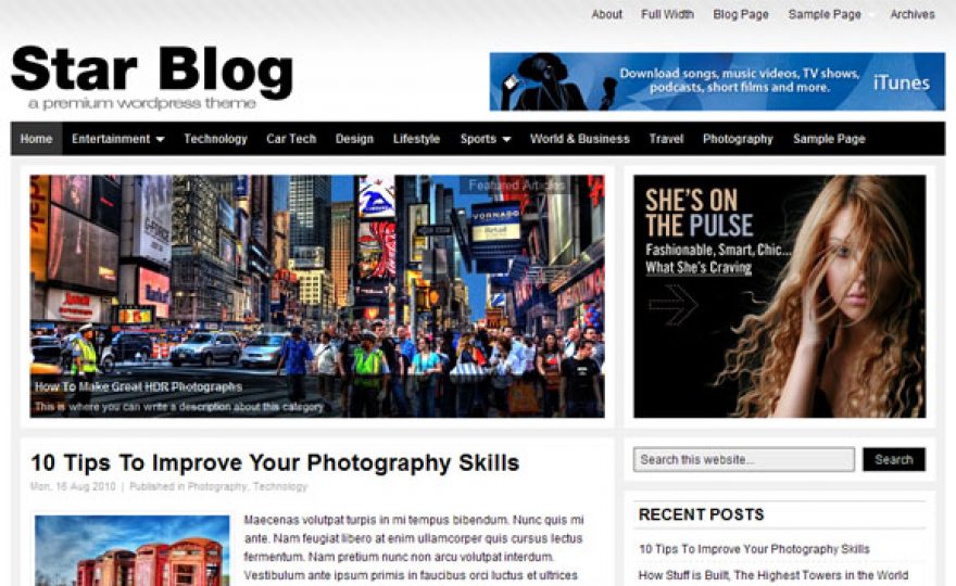 Star Blog: A Free WordPress 3.0+ Theme