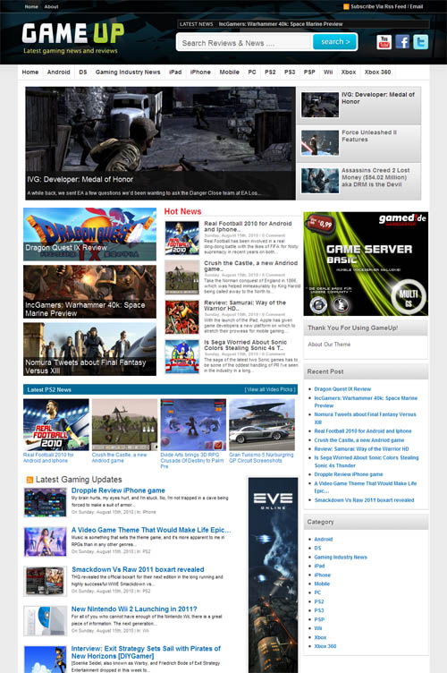 wordpress game theme