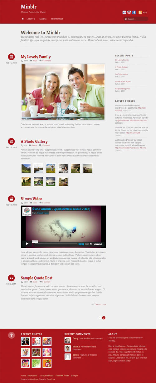 Mimblr Tumblr Style WordPress Theme