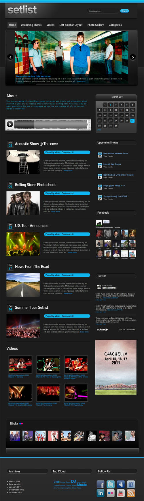 Setlist Music Band WordPress Theme