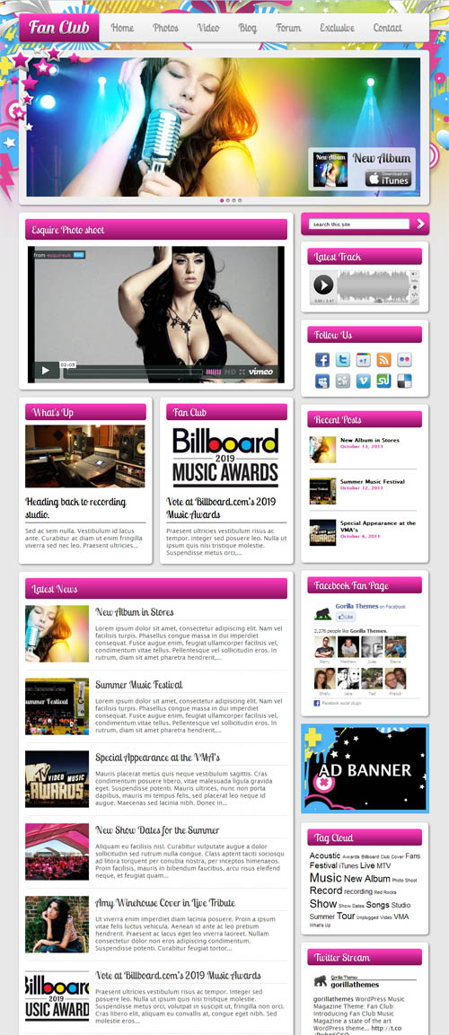 fan club wordpress theme