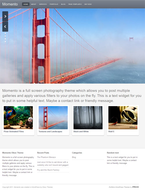 Momento Photography WordPress theme