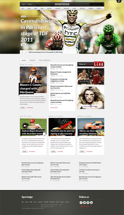 SportEdge Sport Magazine WordPress Theme