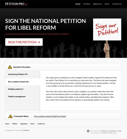 petition wordpress theme