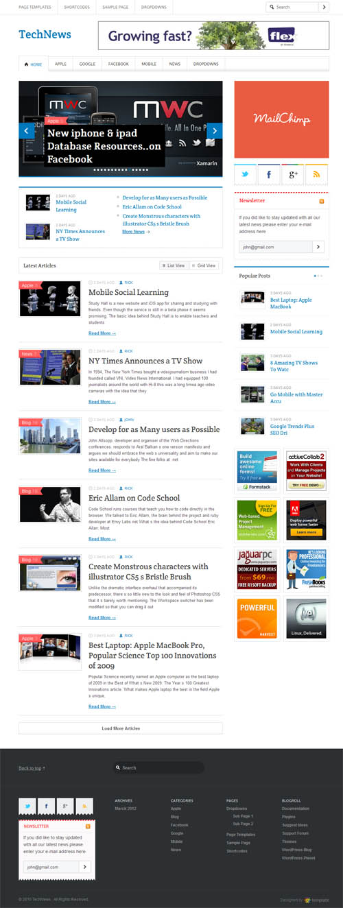 Tech News Responsive WordPress Theme