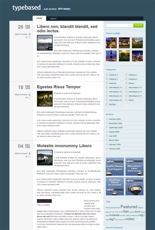 type based wordpress theme