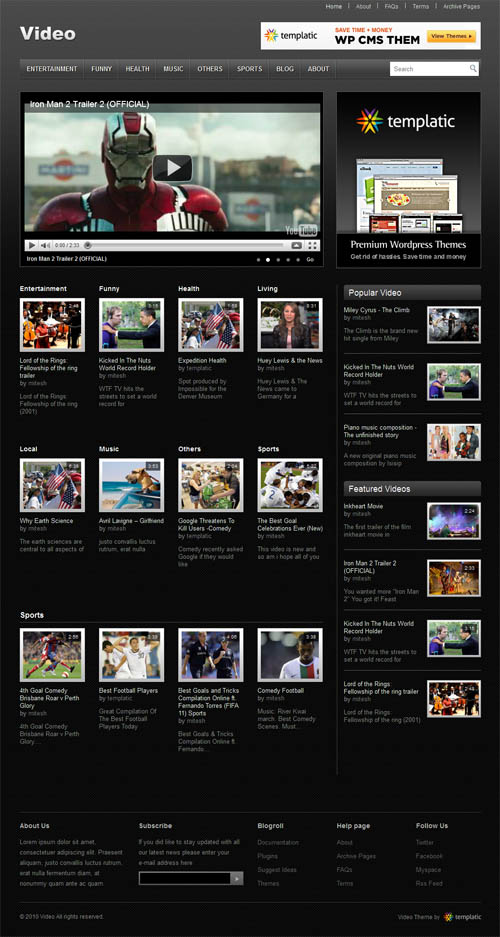 free video wordpress theme