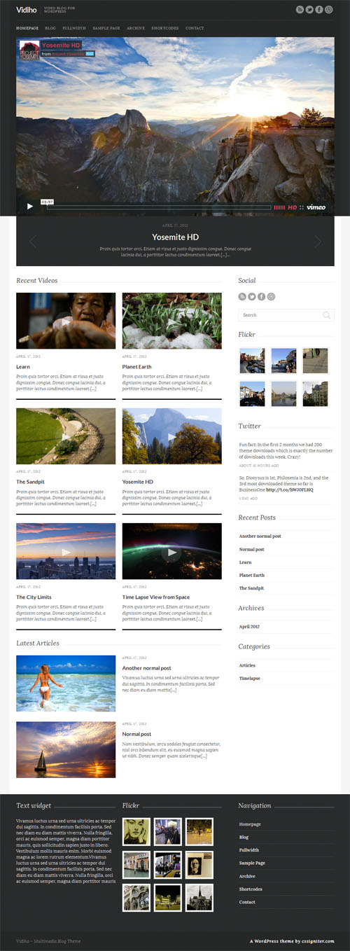 Vidiho Video Blog WordPress Theme