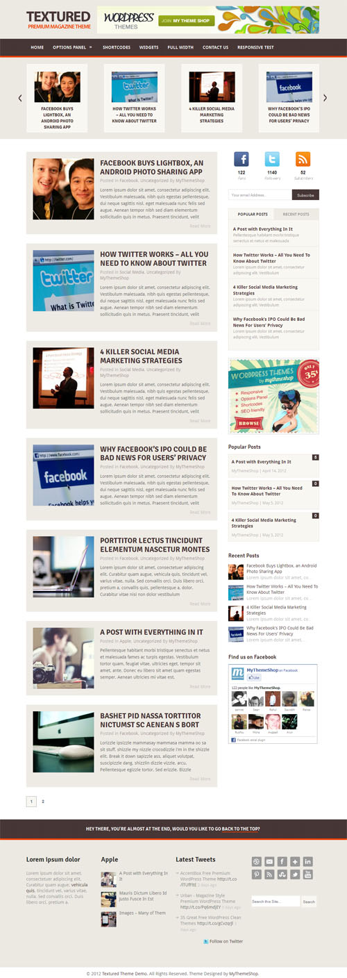 Textured Blog Magazine WordPress Theme