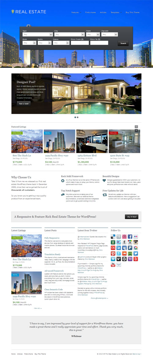 WP Pro Real Estate 4 Responsive WordPress Theme