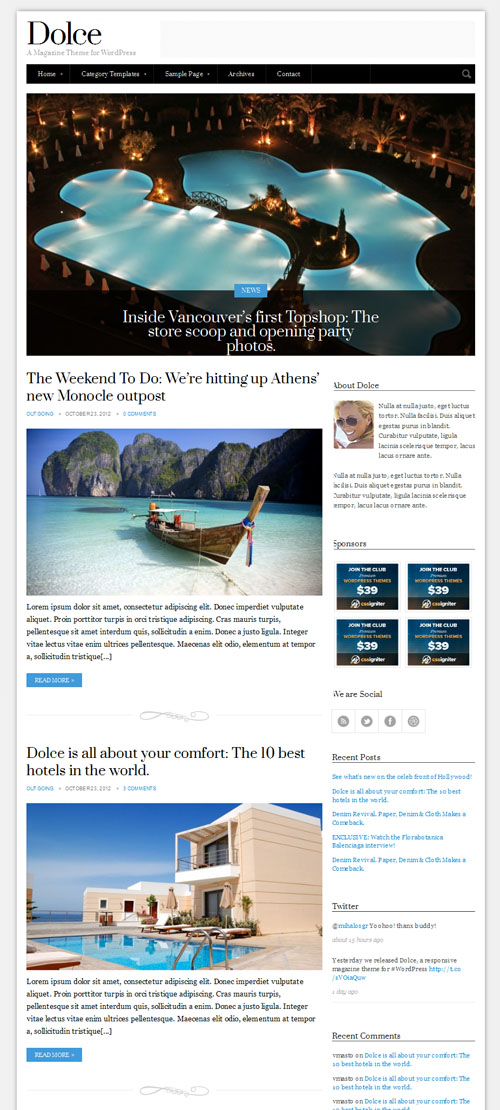 Dolce Blog WordPress Theme