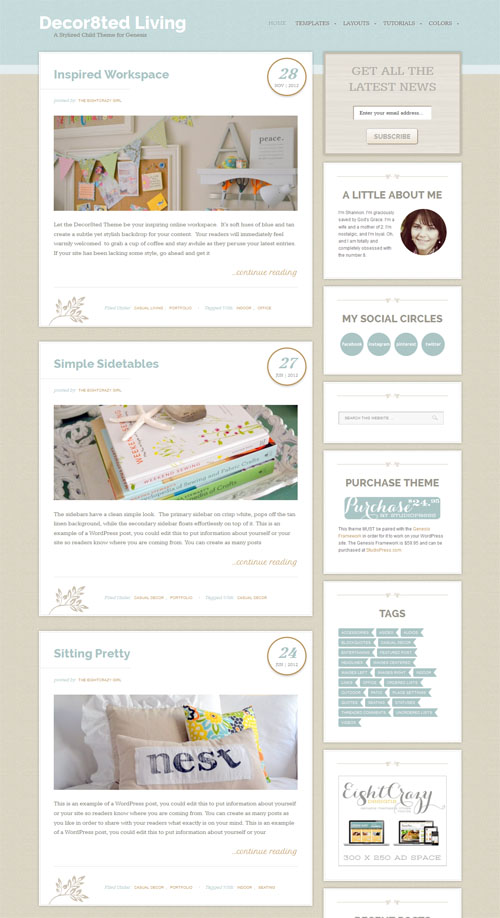 decor8ed Responsive Blogging WordPress Theme