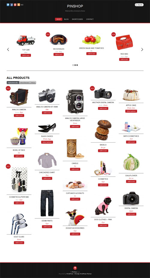 Pinterest Inspired Ecommerce WordPress Theme