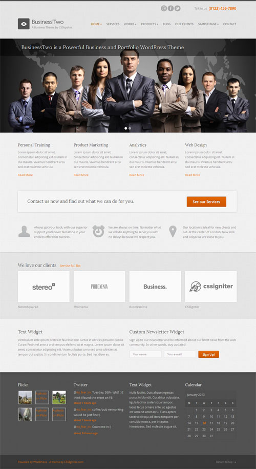 Responsive Business and Portfolio WordPress Theme - Business Two