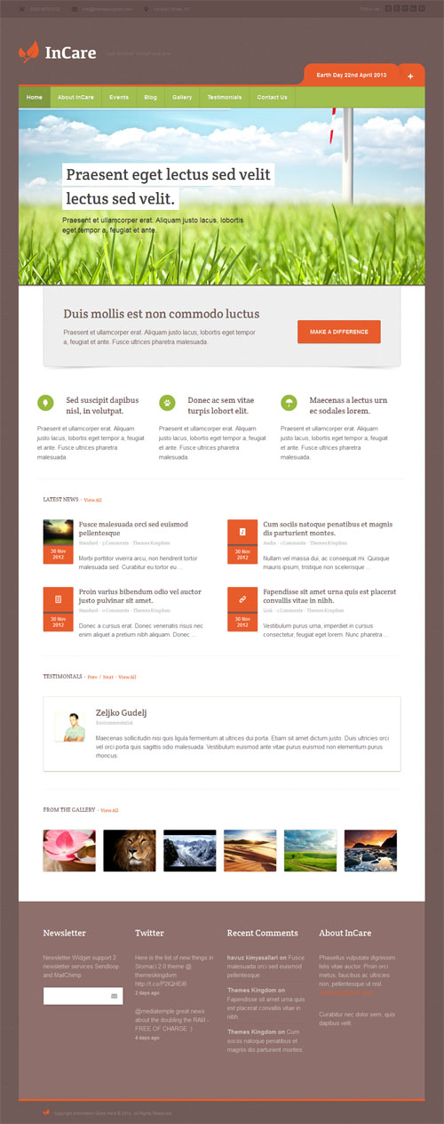 In Care Responsive Non Profit Environmental WordPress Theme 