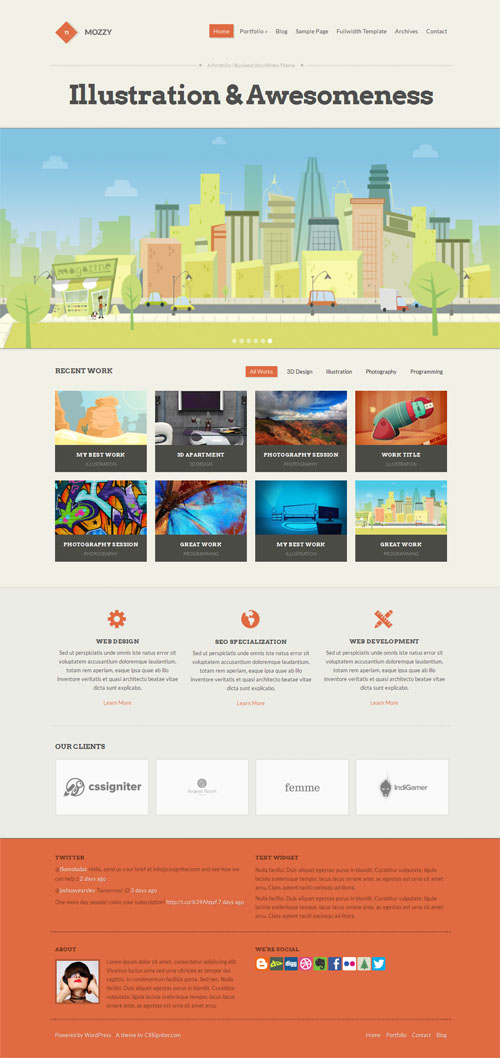 Responsive Business Portfolio WordPress Theme - Mozzy