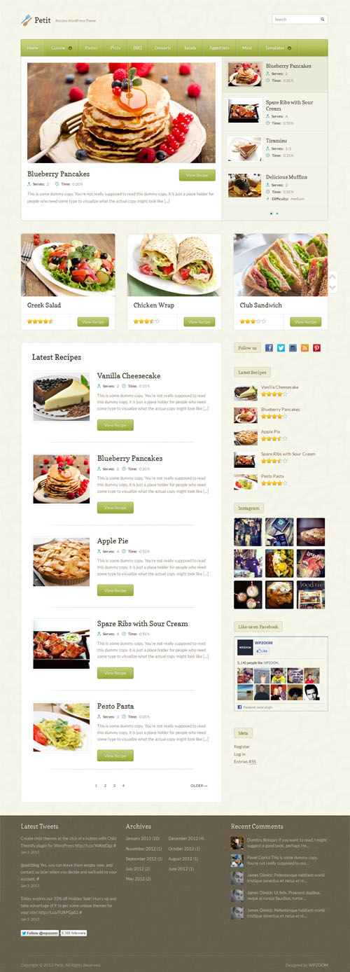 Petit Food Blog and Recipe WordPress Theme