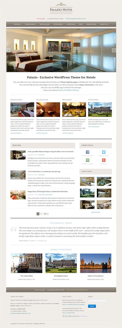 Palazio Hotel WordPress Theme 