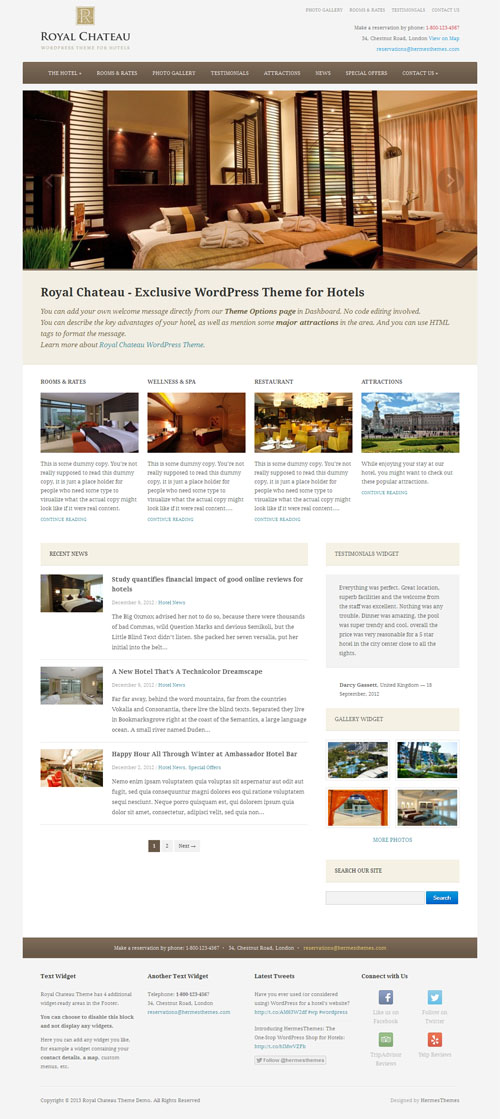 Royal Chateau Hotel WordPress Theme