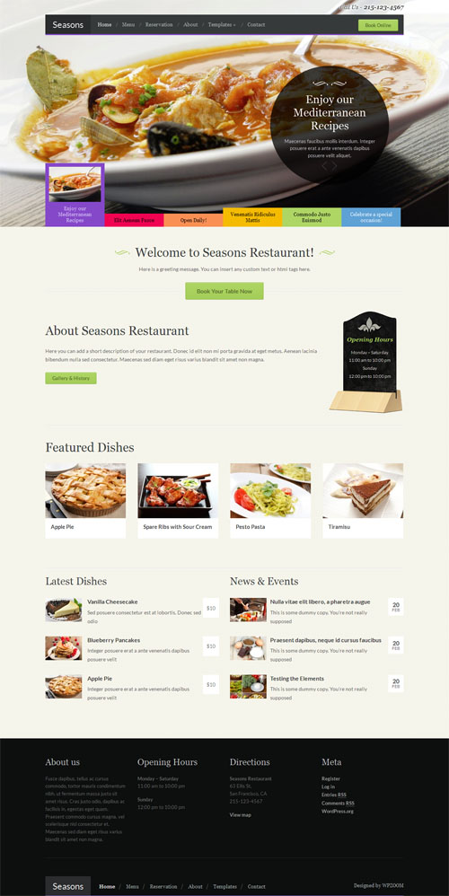 seasons Restaurant WordPress Theme 
