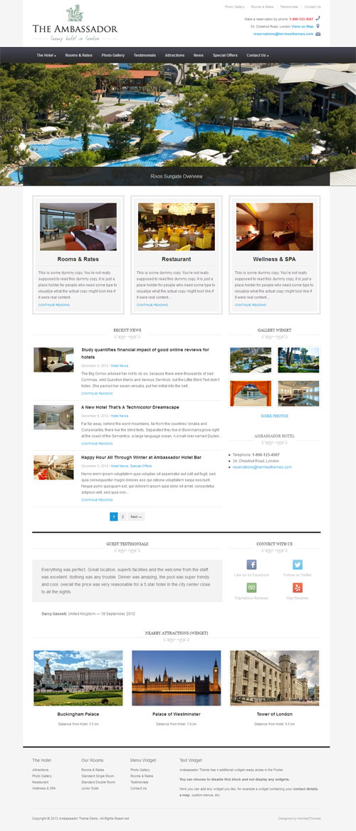 The Ambassador Responsive Hotel WordPress Theme