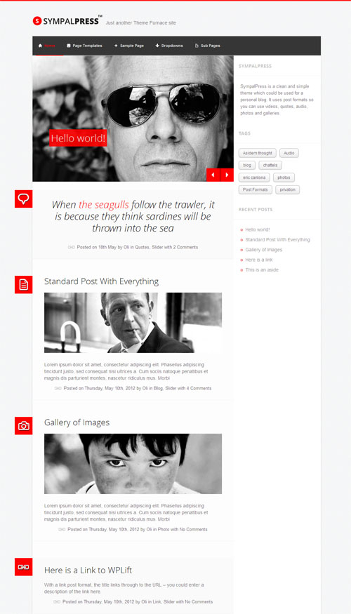 Sympal Press Personal Blog WordPress Theme