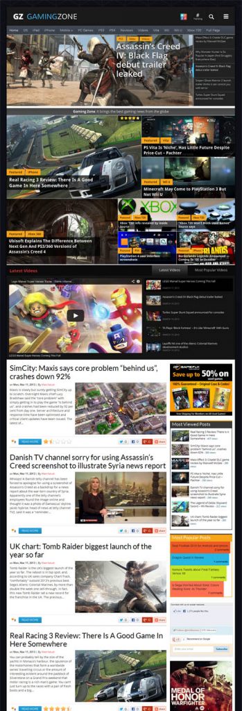 Gaming Zone Responsive Magazine WordPress Theme