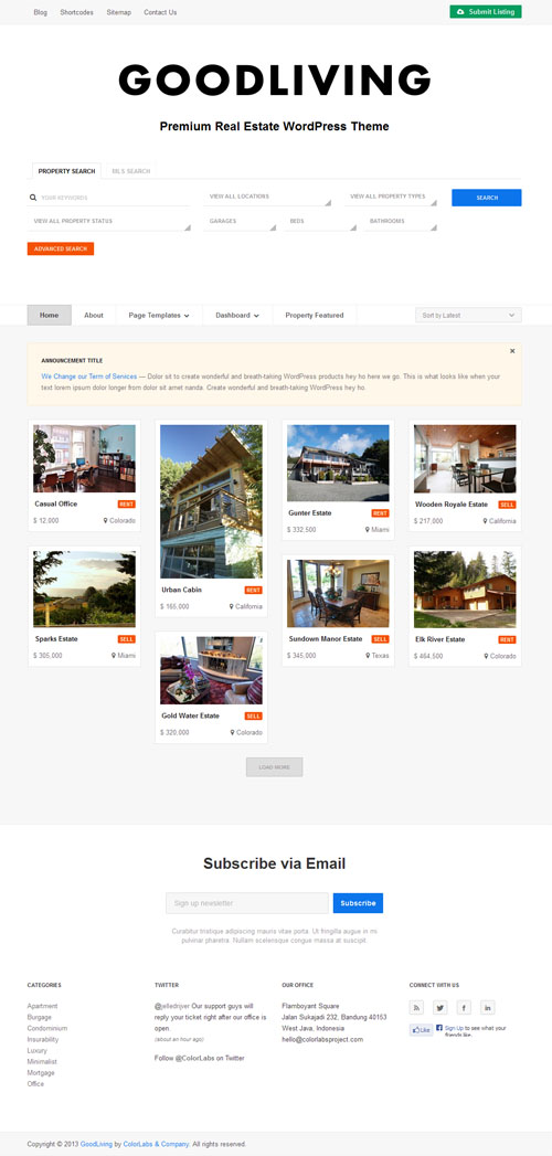 Good Living Real Estate WordPress Theme