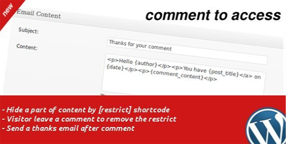 WordPress - Comment to Access   CodeCanyon