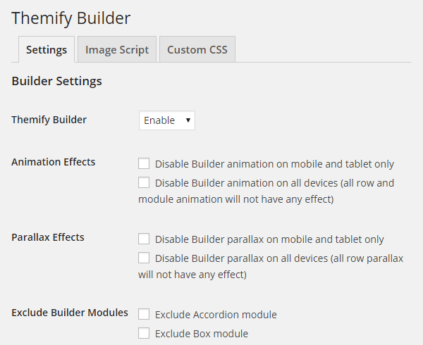 Themify Builder Settings