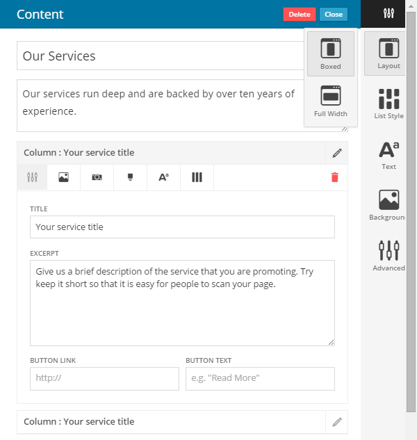 Layers Design Bar Settings