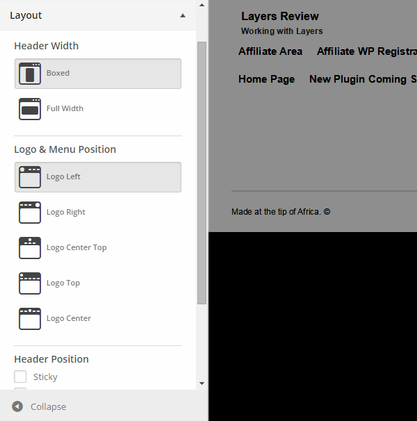 Layers Header Layout