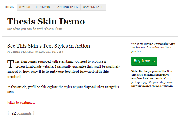 Thesis Review Classic Reponsive Skin