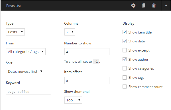 Make Plus Post Lists Settings 2