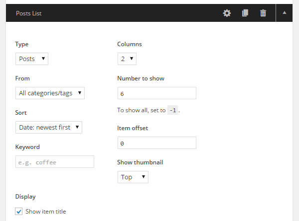 Make Plus Post Lists Settings