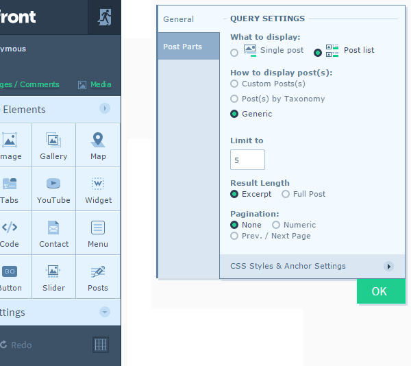 Upfront Review Post List Settings